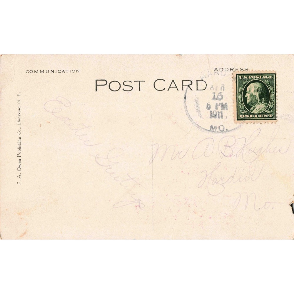 Vtg 1911 Easter Postcard Straw Hat with Fresh Eggs Poem FA Owen Publishing Co - Picture 2 of 2
